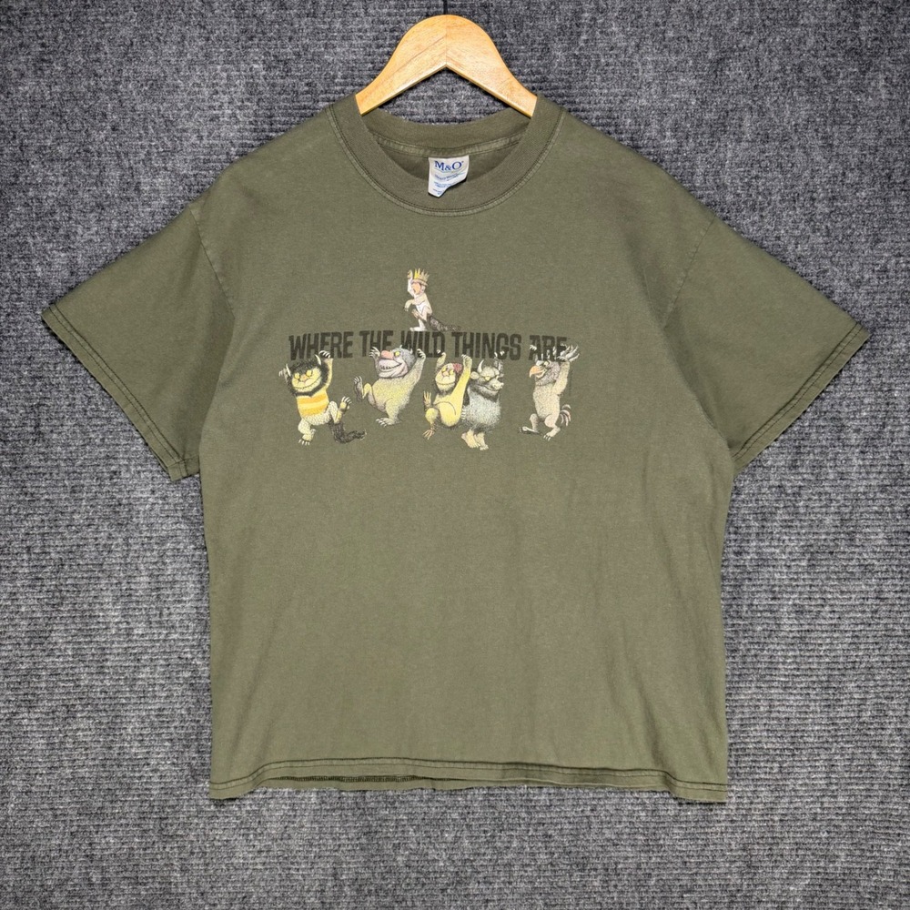 M&O Knits Where The Wild Things Are Graphic T-Shirt Mens Large Olive Green Tee